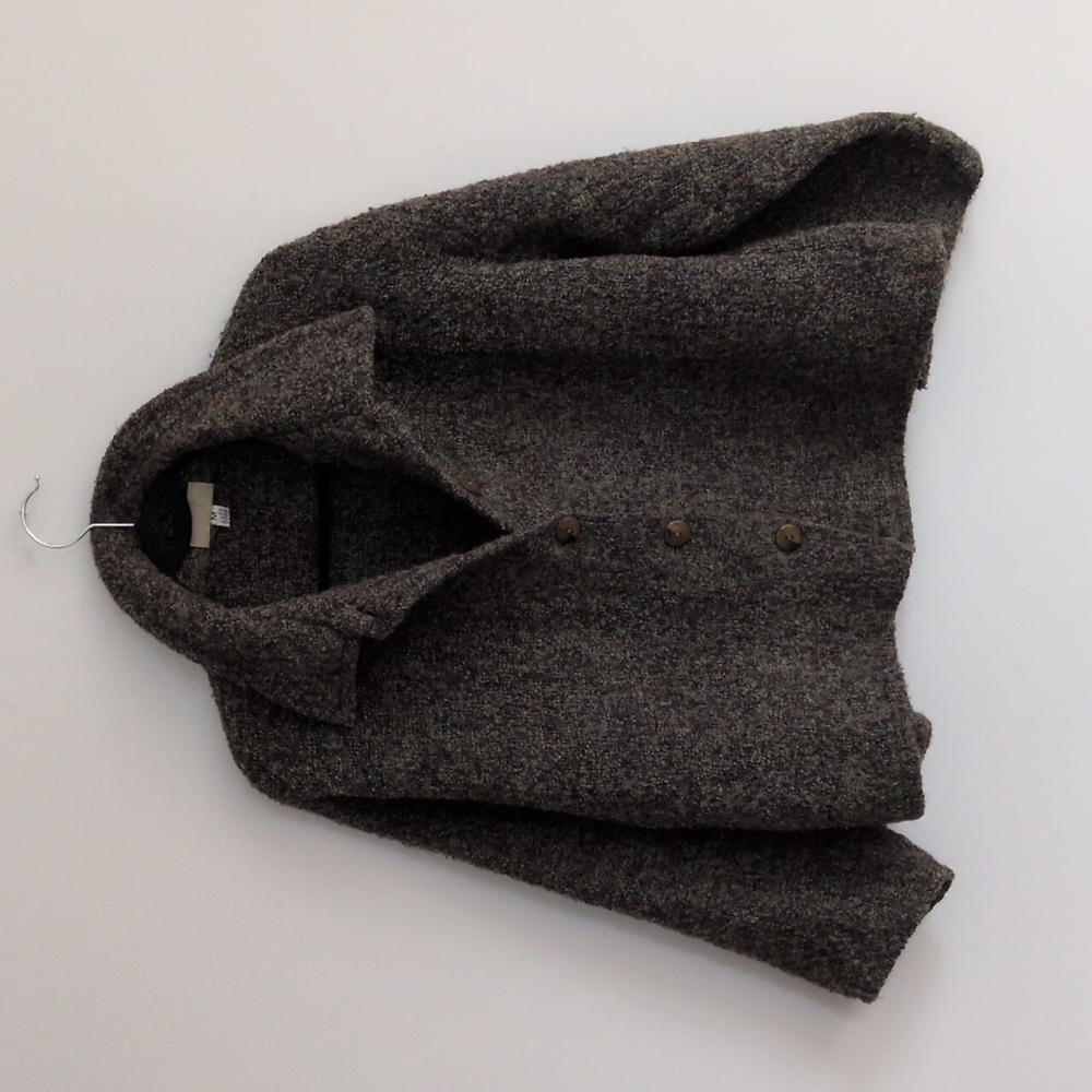 Vintage Weave of the Irish Wool Handmade Brown Coat Sweater Cardigan